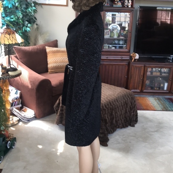 Style & Co. Black Belted Ribbed Velvet Coat Snap Closure - Picture 8 of 15
